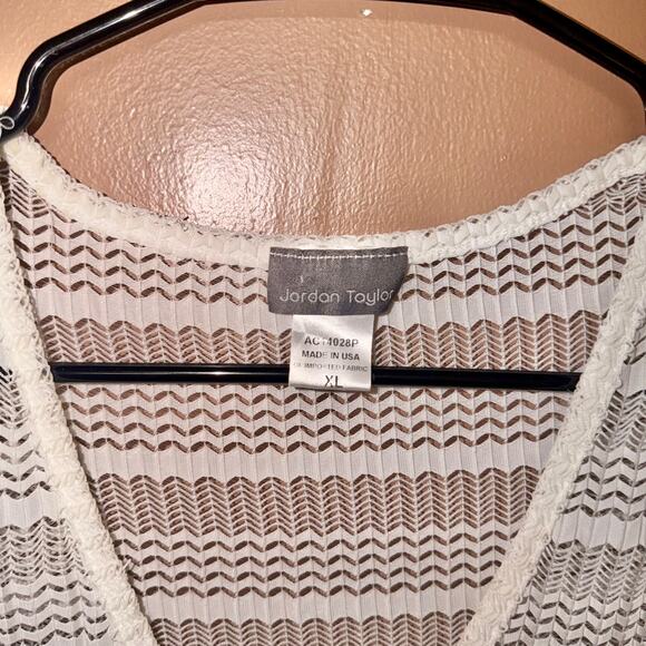Jordan Taylor Women's Fish Net Beach Coverall Top White - Size XL - Picture 2 of 9